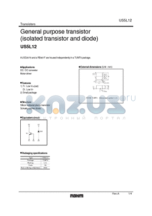 US5L12 datasheet - General purpose transistor (isolated transistor and diode)