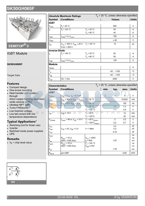 SK50GH065F datasheet - IGBT Module