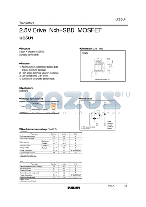 US5U1_1 datasheet - 2.5V Drive NchSBD MOSFET