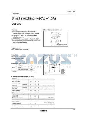US5U30 datasheet - Small switching (-20V, -1.5A)
