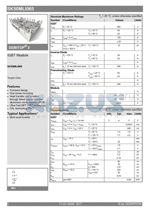 SK50MLI065 datasheet - IGBT Module