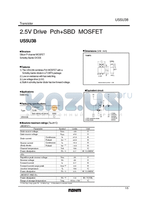 US5U38 datasheet - 2.5V Drive PchSBD MOSFET