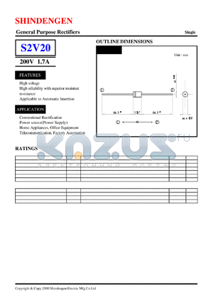 S2V20 datasheet - General Purpose Rectifiers(200V 1.7A)