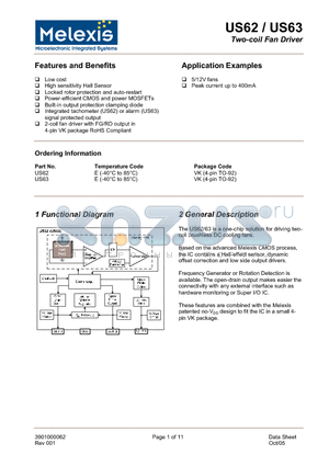 US62EVK datasheet - Two-coil fan driver