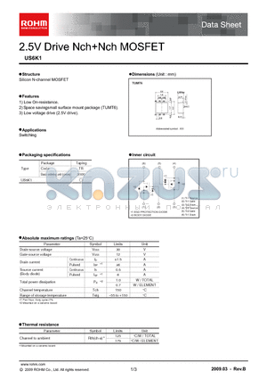 US6K1_09 datasheet - 2.5V Drive NchNch MOSFET