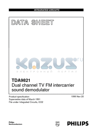 TDA9821 datasheet - Dual channel TV FM intercarrier sound demodulator