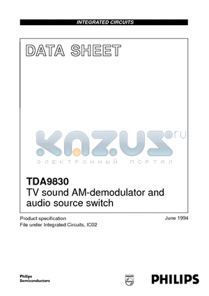 TDA9830T datasheet - TV sound AM-demodulator and audio source switch