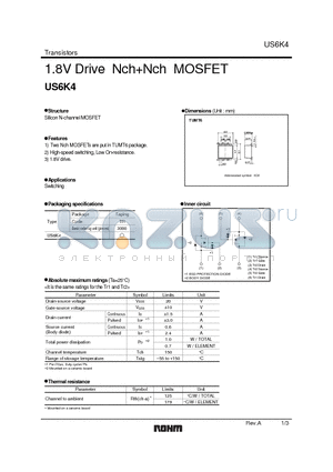US6K4 datasheet - 1.8V Drive NchNch MOSFET