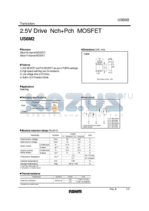 US6M2 datasheet - 2.5V Drive NchPch MOSFET