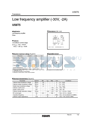 US6T5_1 datasheet - Low frequency amplifier (-30V, -2A)