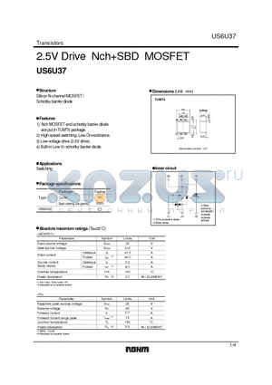 US6U37 datasheet - 2.5V Drive NchSBD MOSFET