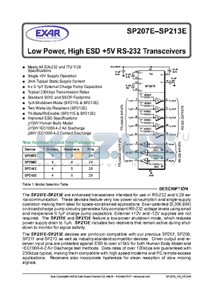 SP213EEA-L datasheet - Low Power, High ESD 5V RS-232 Transceivers