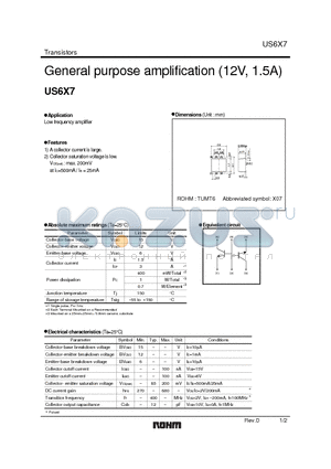 US6X7 datasheet - General purpose amplification (12V, 1.5A)