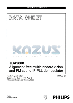 TDA9880T datasheet - Alignment-free multistandard vision and FM sound IF-PLL demodulator