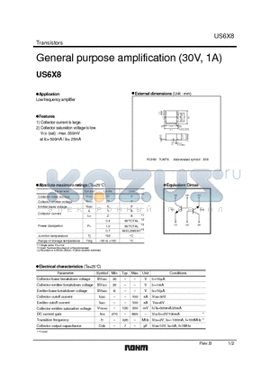 US6X8 datasheet - General purpose amplification (30V, 1A)