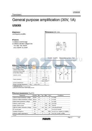 US6X8 datasheet - General purpose amplification (30V, 1A)
