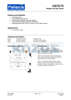 US72 datasheet - Single Coil Fan Driver