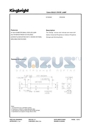 W1060ED datasheet - 1.8mm SOLID STATE LAMP