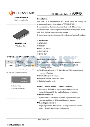 S3045 datasheet - 4CH BTL Motor Drive IC