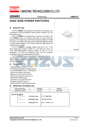 US94061G-AG6-R datasheet - HIGH SIDE POWER SWITCHES