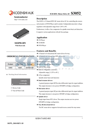 S3052 datasheet - 5CH BTL Motor Drive IC