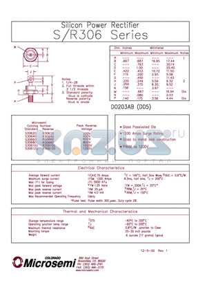 S306100 datasheet - Silicon Power Rectifier