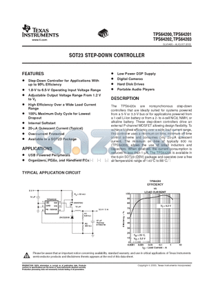 TPS64200 datasheet - SOT23 STEP DOWN CONTROLLER