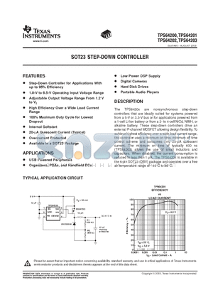 TPS64200DBVR datasheet - SOT23 STEP DOWN CONTROLLER