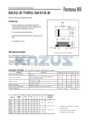 SK54-B datasheet - Chip Schottky Barrier Diodes - Silicon epitaxial planer type