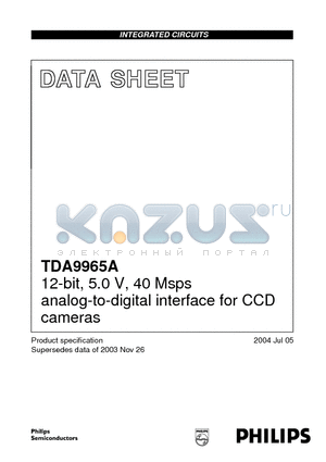 TDA9965AHL datasheet - 12-bit, 5.0 V, 40 Msps analog-to-digital interface for CCD cameras