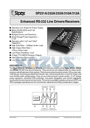 SP232AEN datasheet - Enhanced RS-232 Line Drivers/Receivers