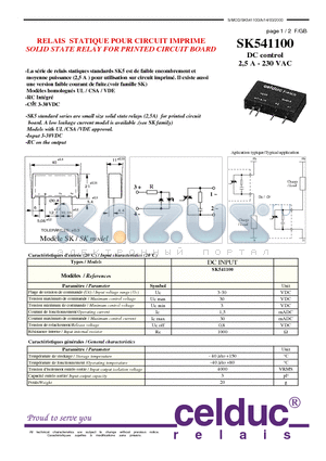 SK541100 datasheet - SOLID STATE RELAY FOR PRINTED CIRCUIT BOARD