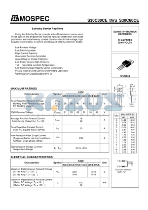 S30C30CE datasheet - Schottky Barrier Rectifiers