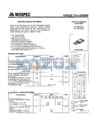 S30D35A datasheet - SCHOTTKY BARRIER RECTIFIERS(30A,30-60V)