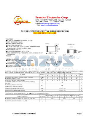 SK55-LFR datasheet - 5A SURFACE MOUNT SCHOTTKY BARRIER RECTIFIERS