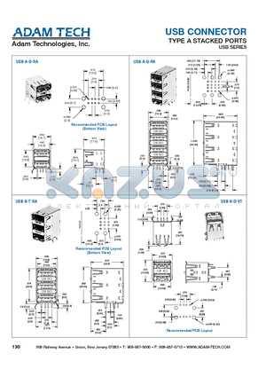 USB-A-D-VT datasheet - USB CONNECTOR TYPE A STACKED PORTS