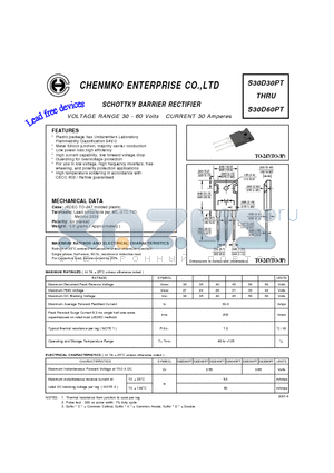 S30D35PT datasheet - SCHOTTKY BARRIER RECTIFIER