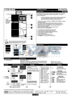 W1250 datasheet - Ceiling mount