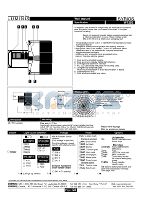 W1282 datasheet - Wall mount