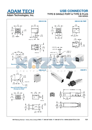 USB-B-S-VT datasheet - USB CONNECTOR TYPE B SINGLE PORT & TYPE B PLUG