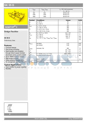 SK55D datasheet - Bridge Rectifier