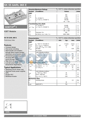 SK55GARL065E datasheet - IGBT Module