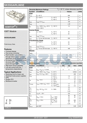 SK55GARL065E datasheet - IGBT Module