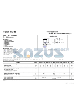 SK55S datasheet - SURFACE MOUNT SCHOTTKY BARRIER RECTIFIERS