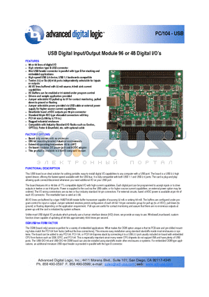 USB-DIO-48 datasheet - 96 High-Speed Digital I/Os in rugged enclosure
