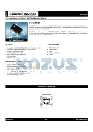 USB004_10 datasheet - ultra low capacitance steering diode array