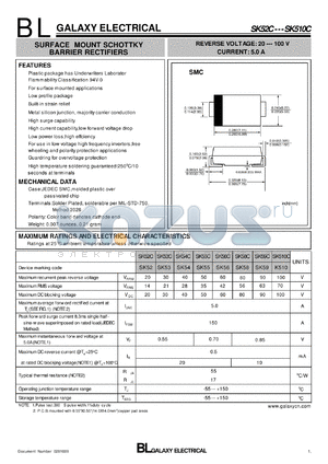 SK56C datasheet - SURFACE MOUNT SCHOTTKY BARRIER RECTIFIERS