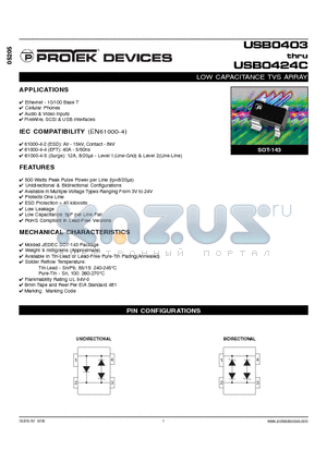 USB0403-T13 datasheet - LOW CAPACITANCE TVS ARRAY