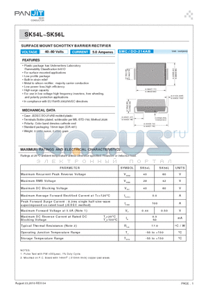 SK56L datasheet - SURFACE MOUNT SCHOTTKY BARRIER RECTIFIER