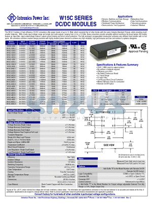 W15C-12D5.1 datasheet - DC/DC MODULES